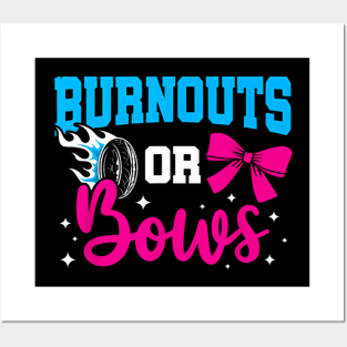 Burnouts or Bows Gender Reveal Baby Party Announcement Posters and Art